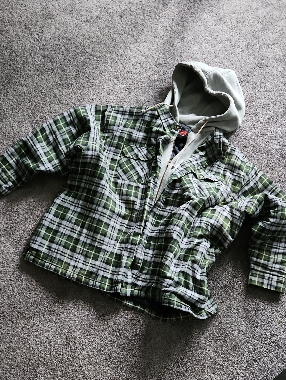 New Men's Plaid Flannel Hoodie Thicken Coat Big & Tall Fall Winter Jacket 3XL